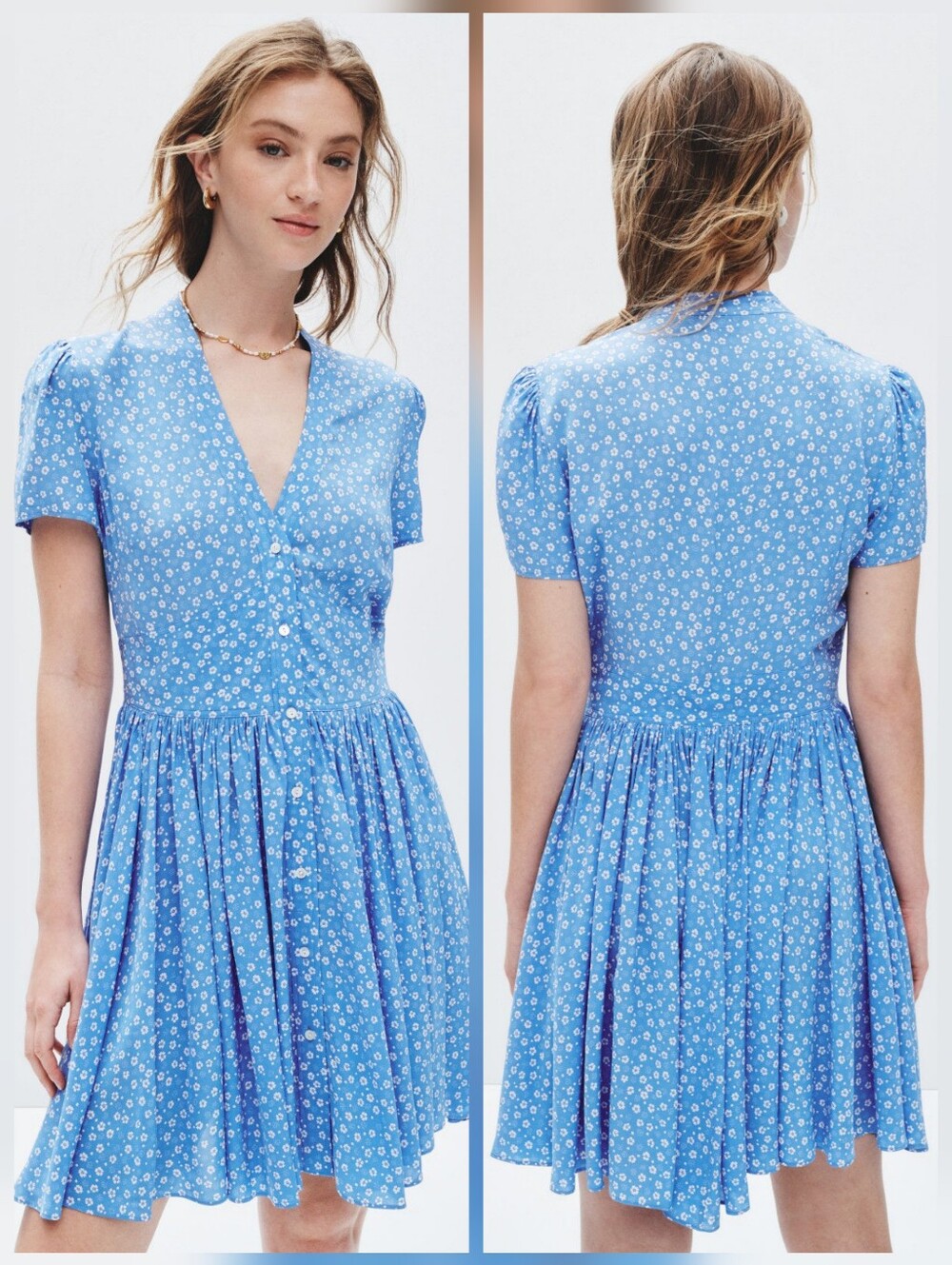 Polo Ralph Lauren Blue Floral Short Sleeve Day Dress V-neck Short Sleeves Size 0